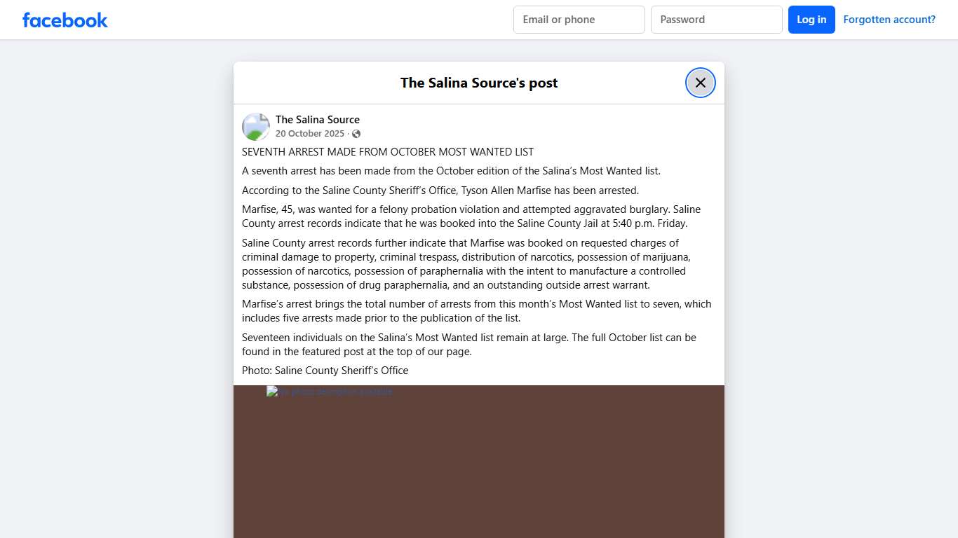 SEVENTH ARREST MADE FROM OCTOBER MOST... - The Salina Source Facebook